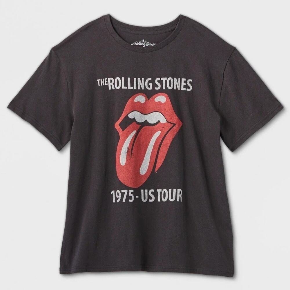 The Rolling Stones Womens Graphic T-Shirt Size M 1975 US Tour Band Tee Concert